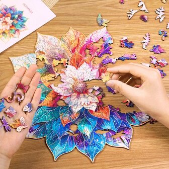 Robotime, Houten Legpuzzel Mystic Mandala Flower