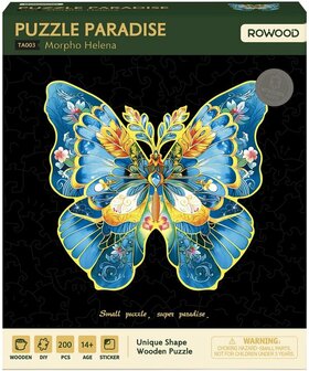 Rowood, Houten Legpuzzel, Vlinder Morpho Helena
