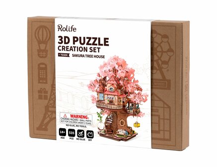 Robotime, DIY 3D Houten Modelbouwpakket, Sakura Boomhut