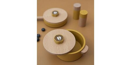 Houten speelgoed kookset leeuw