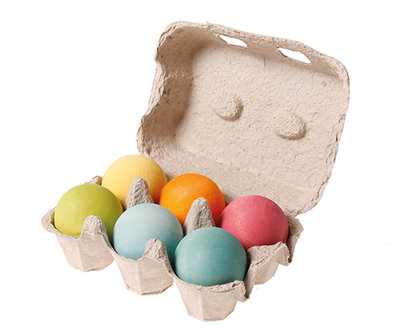 Grimm's 6 pastel gekleurde houten ballen
