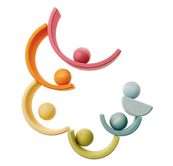 Grimm's 6 pastel gekleurde houten ballen