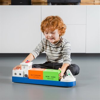 New Classic Toys Rijnaak met 2 containers havenlijn