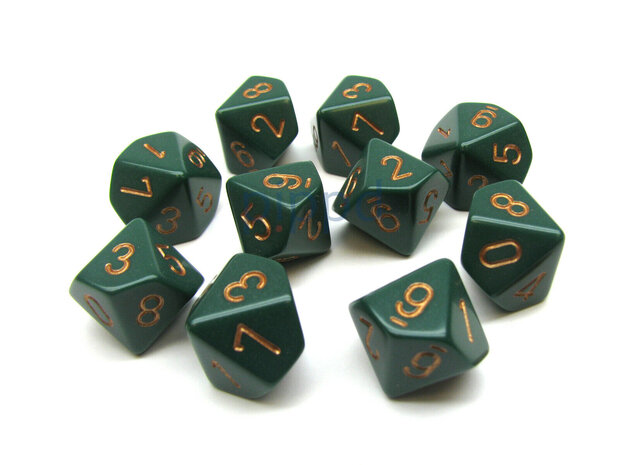 CHX 25215 Chessex Dice Set Dusty Green With Copper 