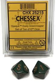 CHX 25215 Chessex Dice Set Dusty Green With Copper 