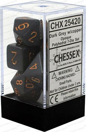 CHX 25420 Chessex Dice Set Opa Poly DK. Grey/Copper 