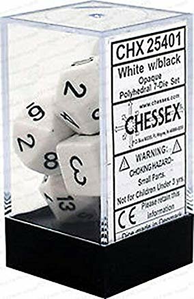 CHX 25401 Chessex Dice Set Opa Poly White/Black 