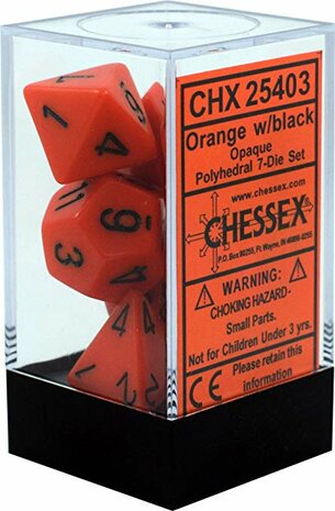 CHX 25403 Chessex Dice Set Opa Poly Orange/Black 