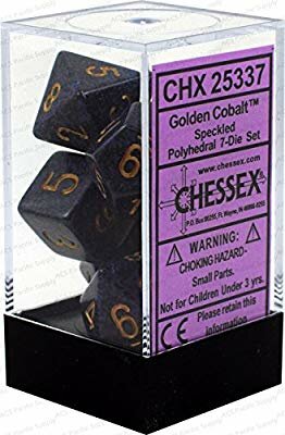  CHX 25337 Chessex Dice Set Spec Poly Gold Cobalt 