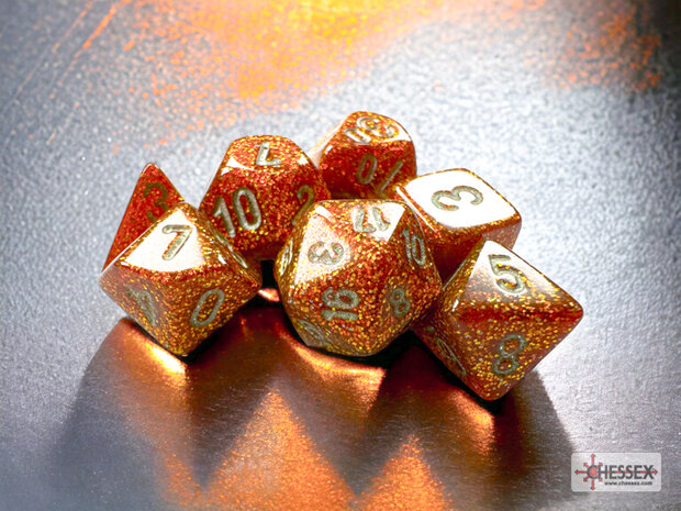 CHX 20503 Glitter Mini-Polyhedral Gold/silver Dobbelsteen Set (7 stuks)