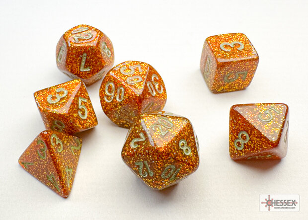 CHX 20503 Glitter Mini-Polyhedral Gold/silver Dobbelsteen Set (7 stuks)