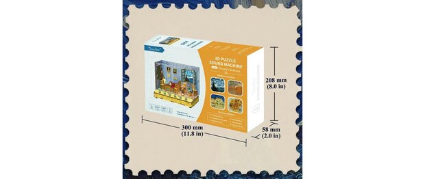 DIY 3D Houten Puzzel met 6 verschillende geluidseffecten, Miniature House Vincent’s Bedroom