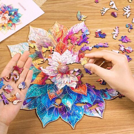Robotime, Houten Legpuzzel Mystic Mandala Flower