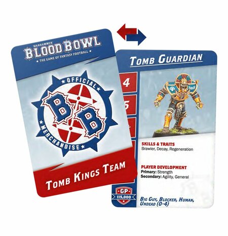Warhammer Blood Bowl Tomb Kings Team Reference Card Pack