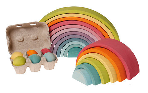Grimm's 6 pastel gekleurde houten ballen
