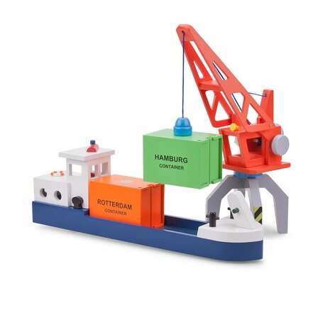 New Classic Toys Rijnaak met 2 containers havenlijn