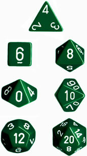 CHX 25405 Chessex Dice Set Opa Poly Green/White 