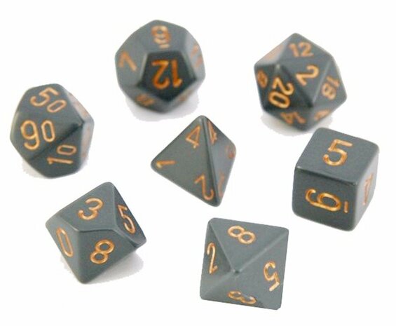 CHX 25420 Chessex Dice Set Opa Poly DK. Grey/Copper 