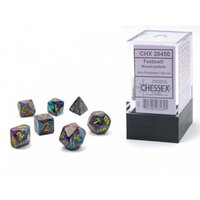 CHX 20450 Festive Mini-Polyhedral Mosaic/yellow Dobbelsteen Set (7 stuks)
