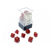 CHX 20504 Glitter Mini-Polyhedral Ruby/gold Dobbelsteen Set (7 stuks)