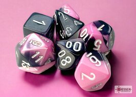 CHX 20630 Gemini Mini-Polyhedral Black-Pink/white Dobbelsteen Set (7 stuks)
