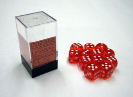 CHX 23603 nTranslucent Orange/white D6 16mm Dobbelsteen Set (12 stuks)