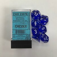 CHX 23076 Translucent Blue/white Polydice Dobbelsteen Set (7 stuks)